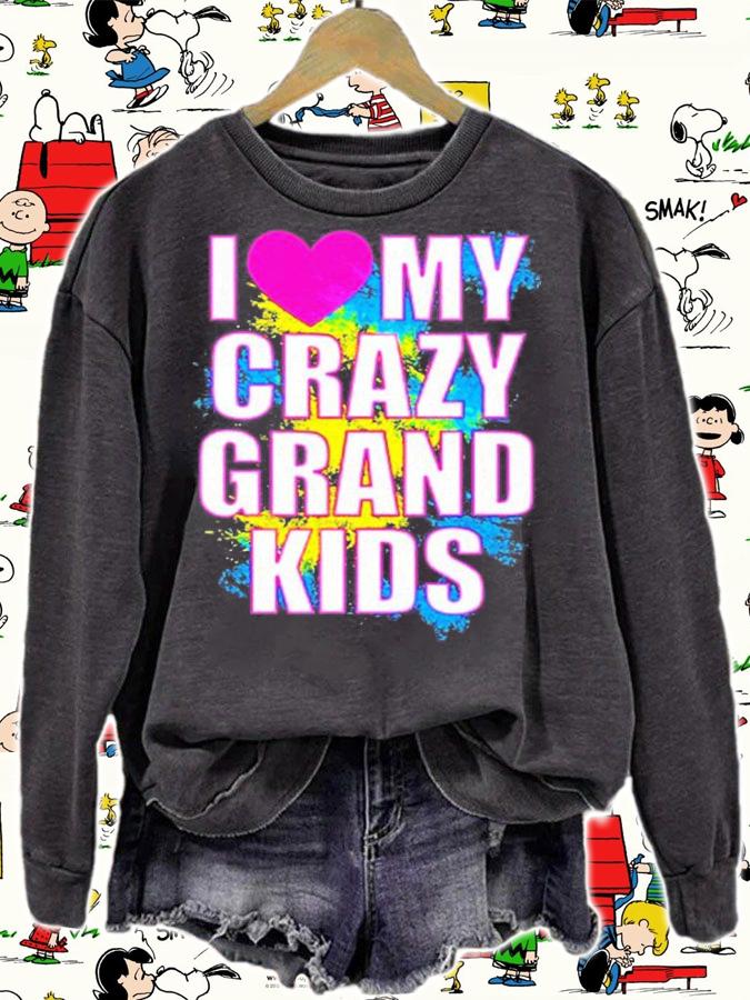 I Heart My Crazy Grandkids Funny Grandma Pawpaw Design Idea T-Shirt t-shirt sweatshirt