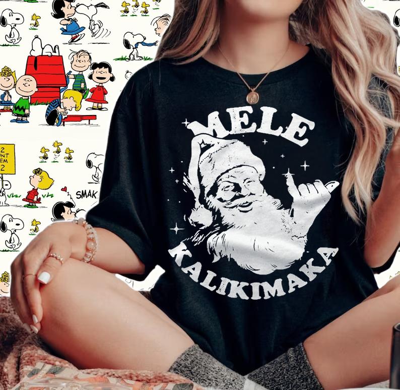 Retro Christmas Mele Kalikimaka Santa Shaka Hawaii Essential Shirt t-shirt woman shirt