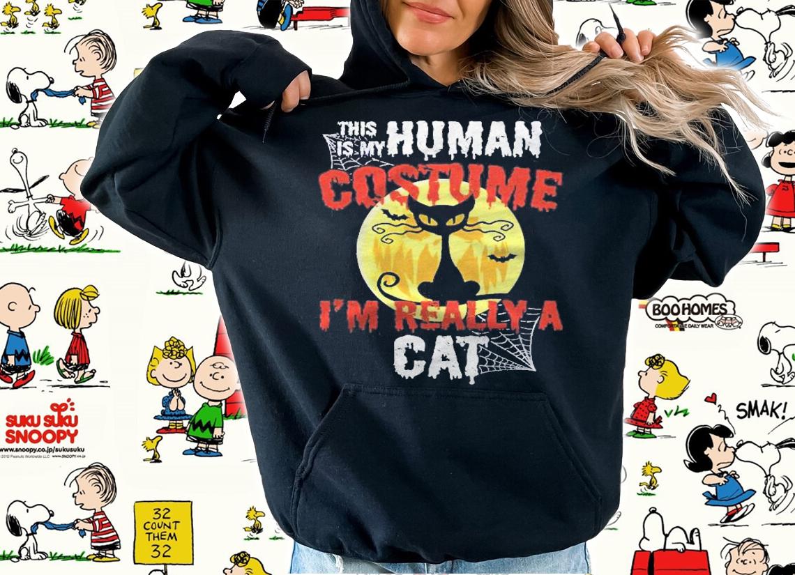 This Is My Human Costume Im Really A Cat Funny Halloween Shirt t-shirt hoodie