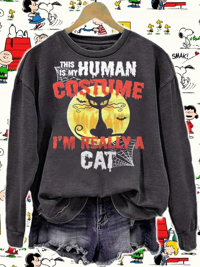This Is My Human Costume Im Really A Cat Funny Halloween Shirt t-shirt sweatshirt