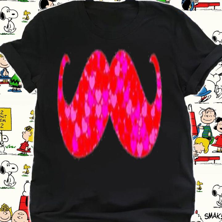 Pink Red Heart Valentines Day Gift Women Girls  Mustache T-Shirt t-shirt shirt