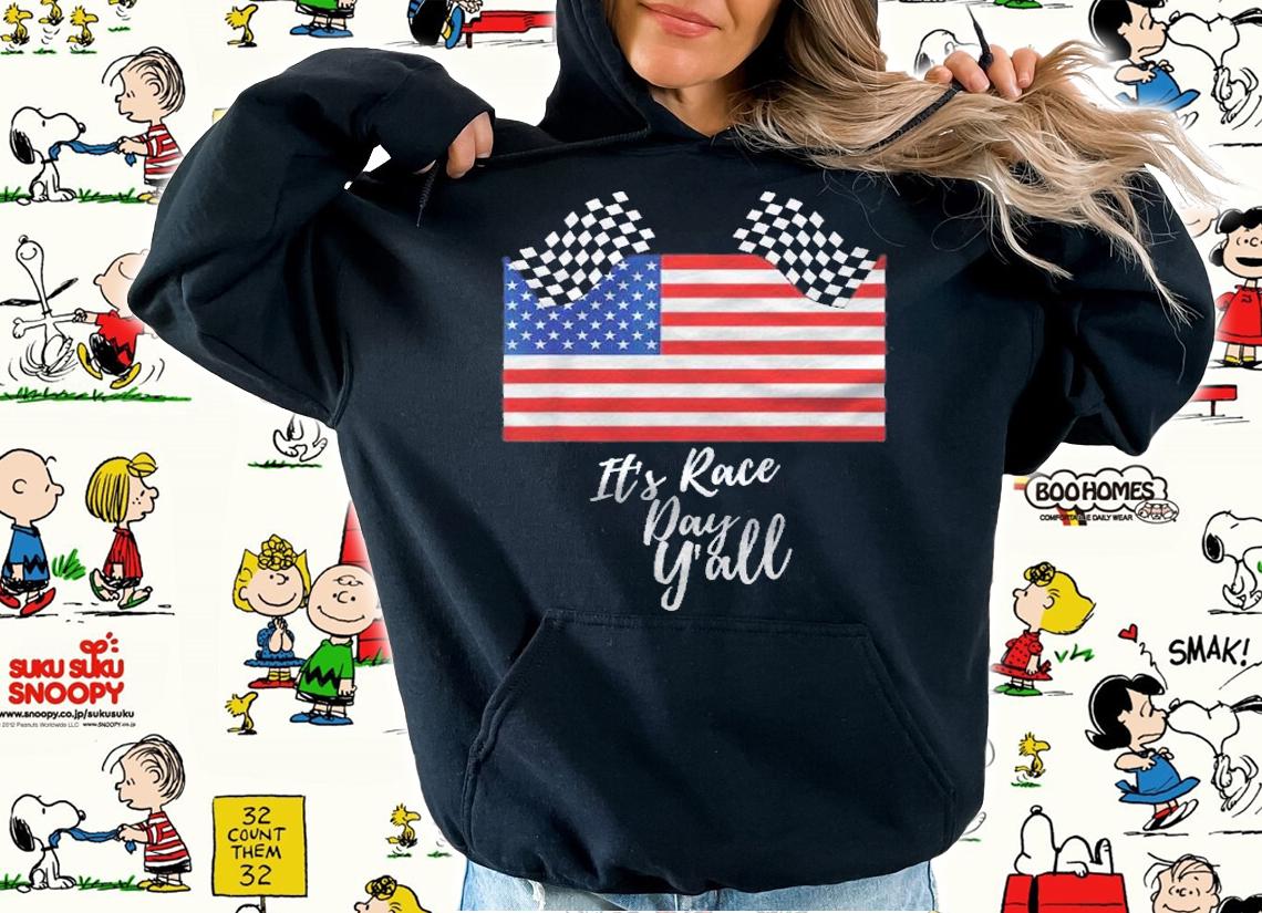 Its Race Day Yall Checkered Flag American Flag Bike Racing Shirt t-shirt