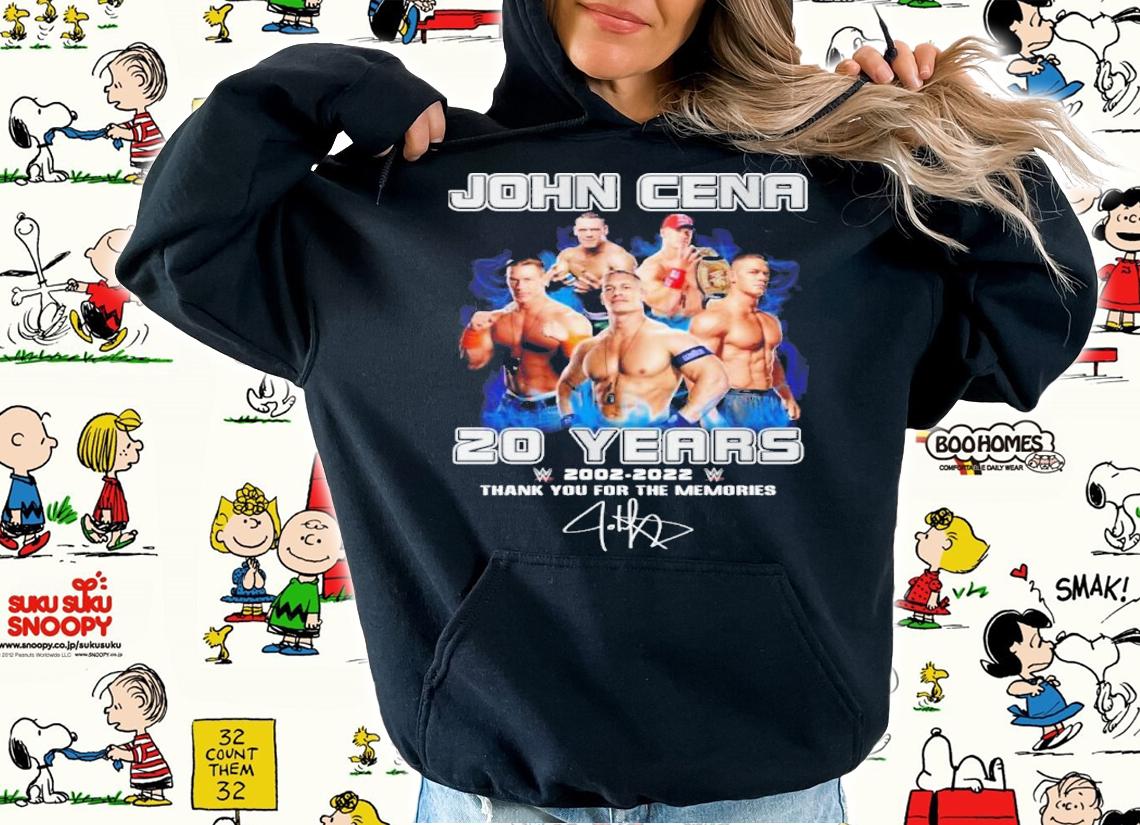 John Cena 20 Years 2002-2022 Signatures Thank You For The Memories Shirt t-shirt hoodie