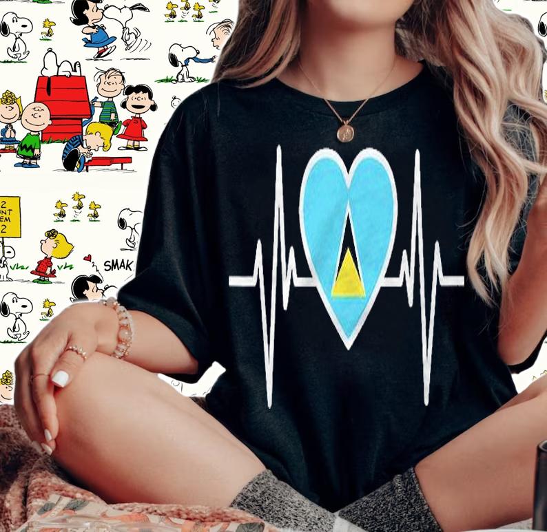 My Heart Beats For Saint Lucia I Heartbeat Men Women Shirt t-shirt