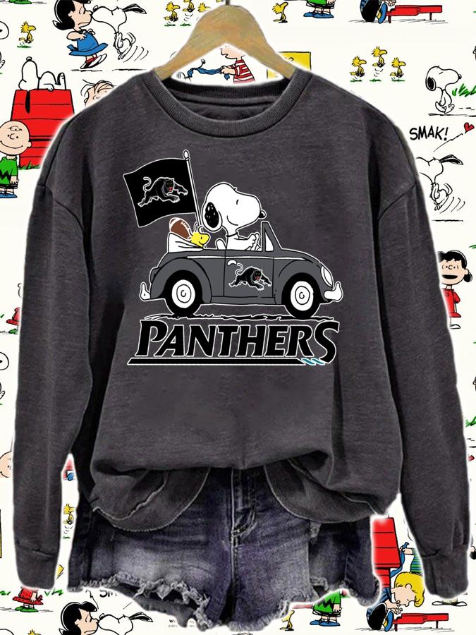 Penrith Panthers Snoopy Woodstock Driving Car t-shirt sweatshirt