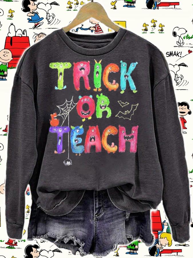 Teachers Funny Halloween Trick Or Teach Monster Letters Premium Shirt t-shirt sweatshirt