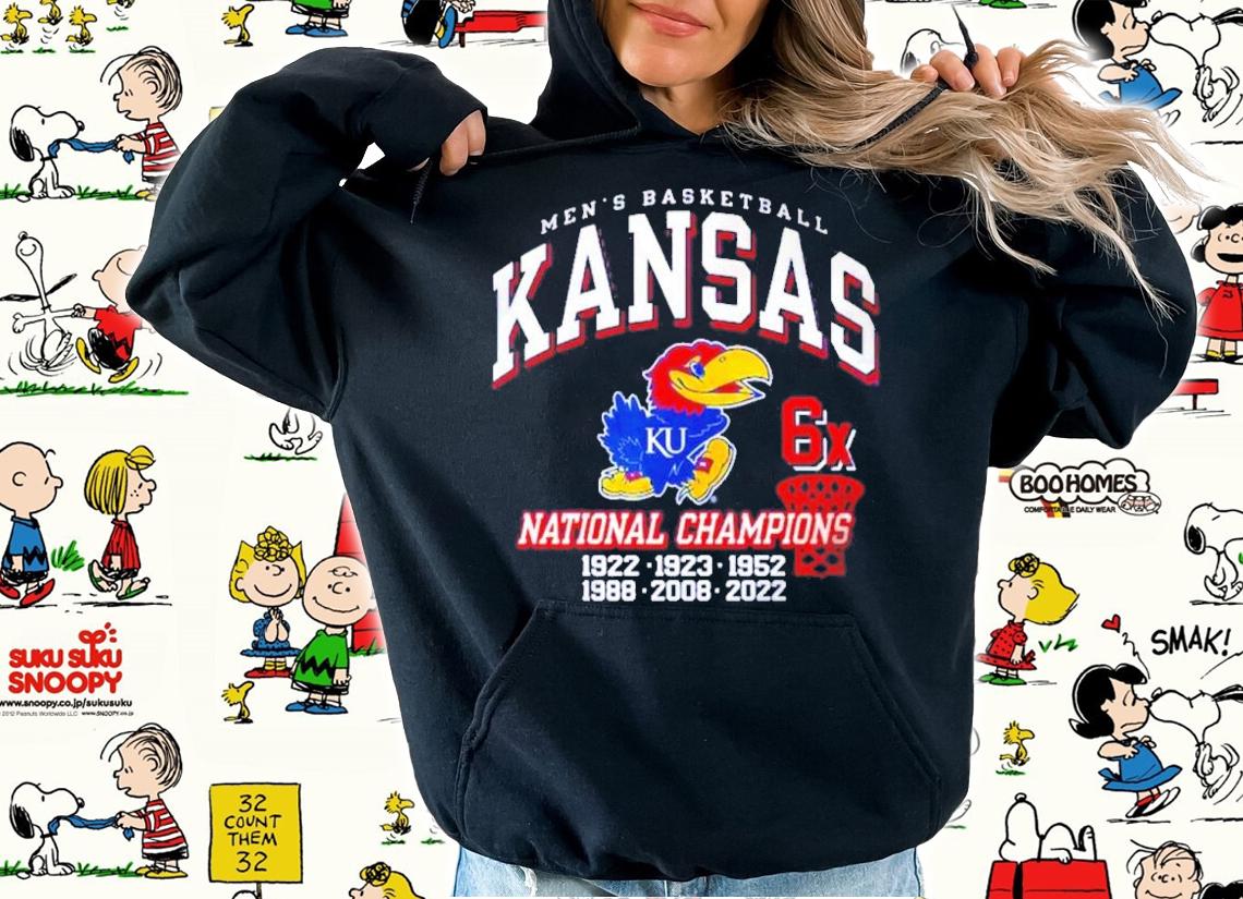 Kansas Jayhawks Men's Basketball National Champions KU 6X 1922-2022 Shirt t-shirt hoodie
