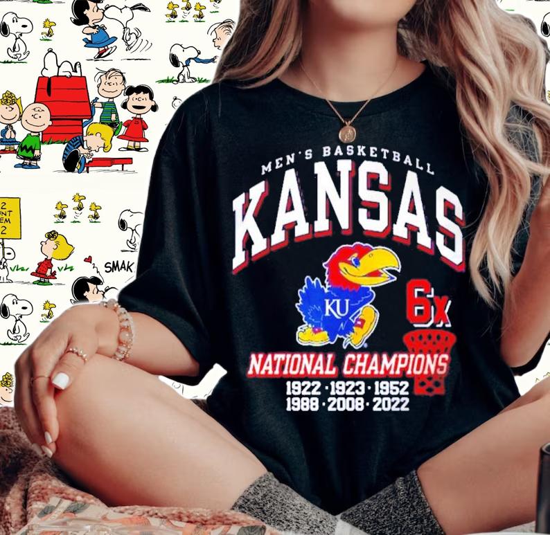 Kansas Jayhawks Men's Basketball National Champions KU 6X 1922-2022 Shirt t-shirt woman shirt