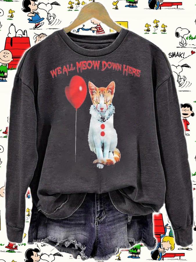 Cat Kitten Clown We All Meow Down Here Tri-Blend t-shirt