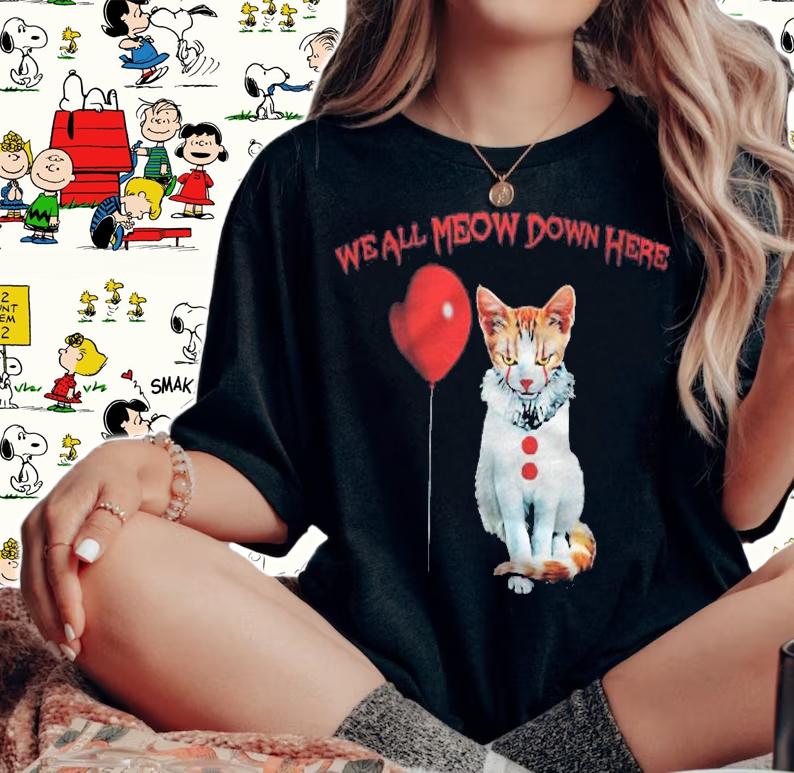 Cat Kitten Clown We All Meow Down Here Tri-Blend t-shirt