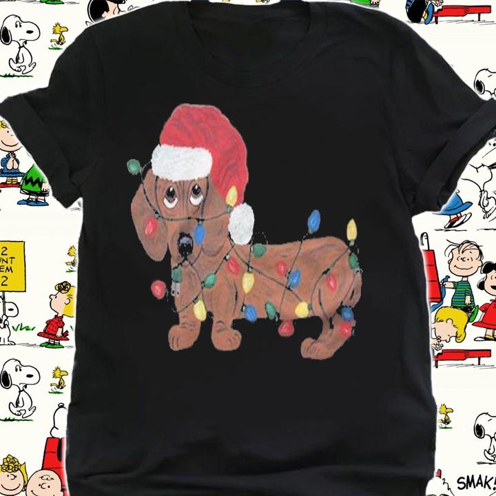 Dachshund tangled in Christmas lights T-shirt t-shirt shirt