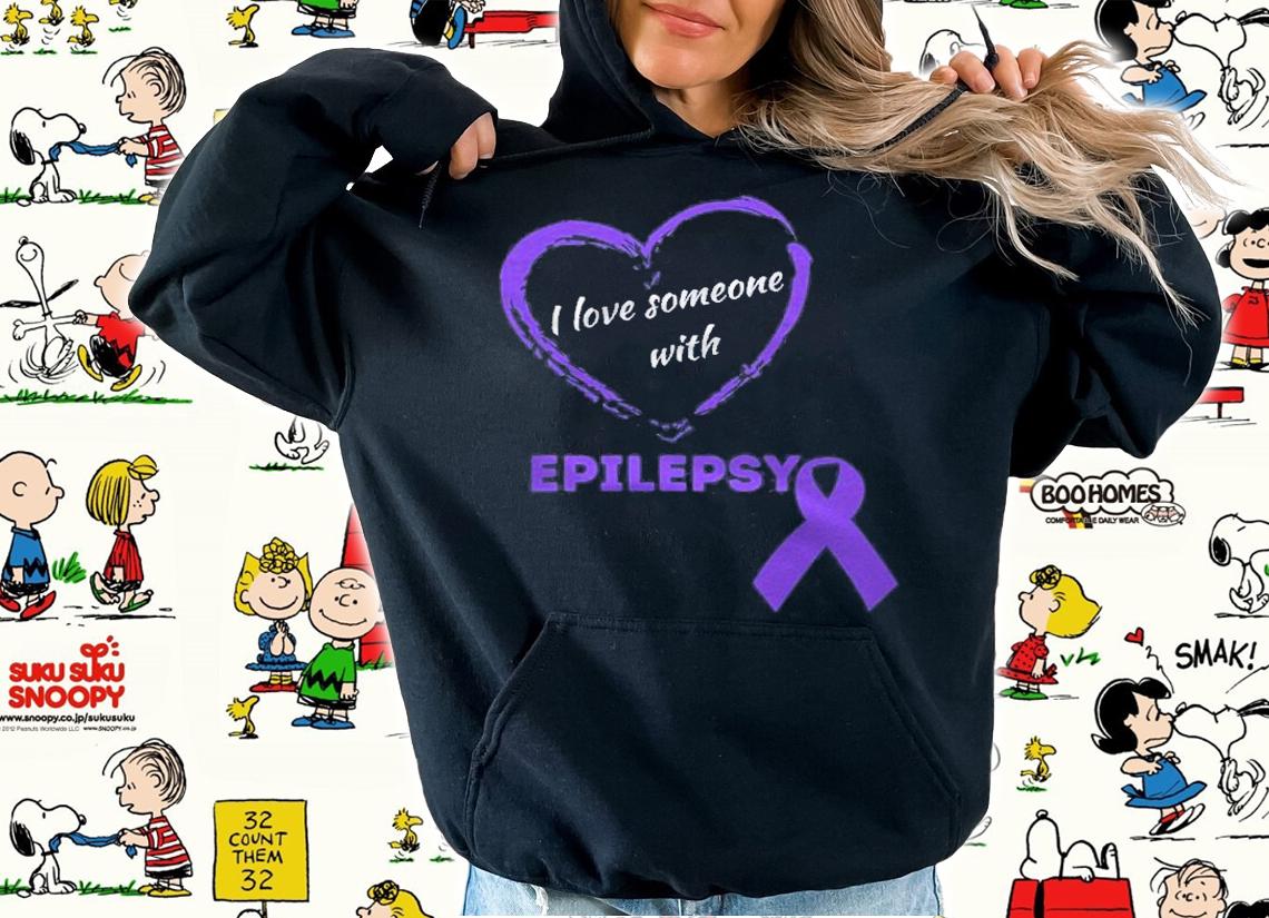 I Love Someone With Epilepsy Purple Awareness Ribbon Design Shirt t-shirt