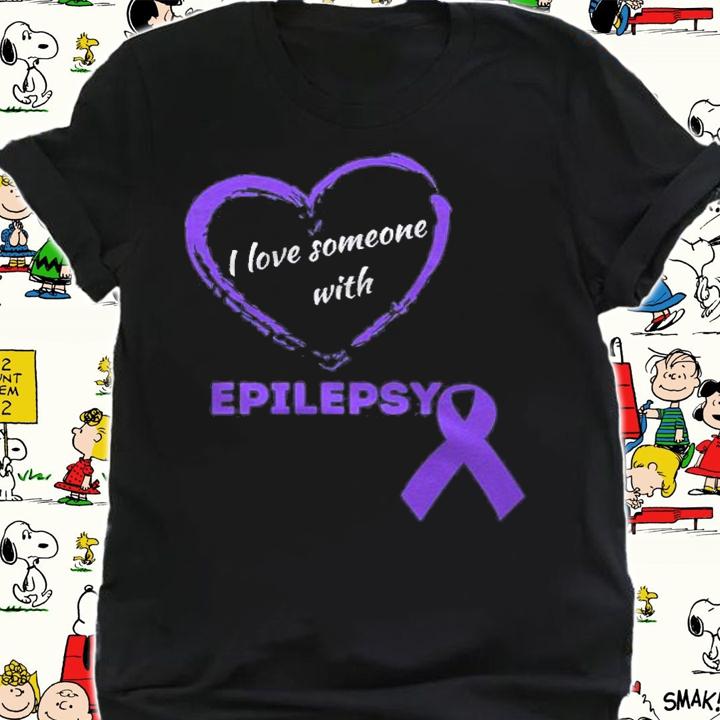 I Love Someone With Epilepsy Purple Awareness Ribbon Design Shirt t-shirt