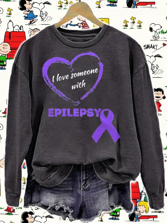 I Love Someone With Epilepsy Purple Awareness Ribbon Design Shirt t-shirt
