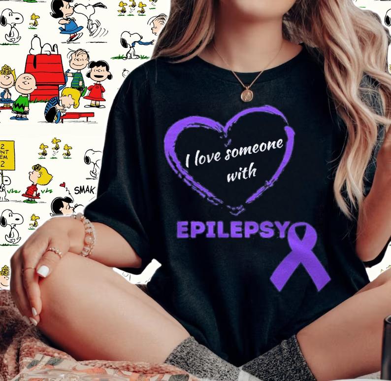 I Love Someone With Epilepsy Purple Awareness Ribbon Design Shirt t-shirt