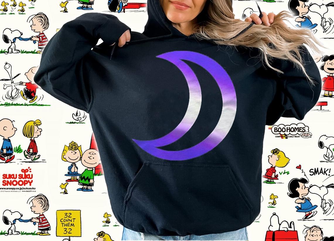 Purple Crescent Moon With White Stripe Zip Shirt t-shirt