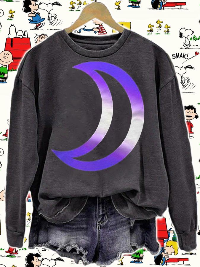 Purple Crescent Moon With White Stripe Zip Shirt t-shirt