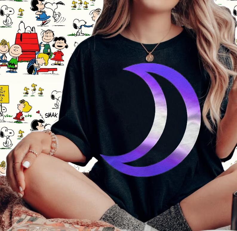 Purple Crescent Moon With White Stripe Zip Shirt t-shirt
