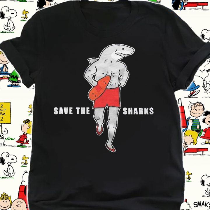 Save The Sharks Funny Lifeguard Cartoon Tee Beach Gift Shirt t-shirt