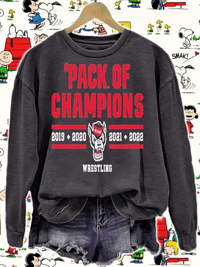 NC State Wrestling Pack Of Champions 2019-2020 2021-2022 Shirt sweatshirt