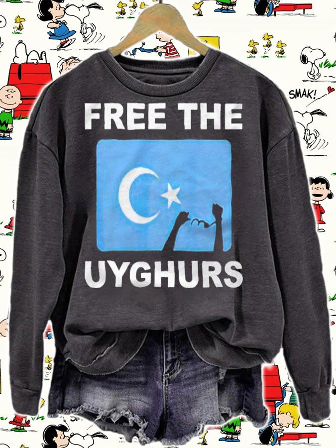 Free the Uyghurs flag logo T-shirt sweatshirt