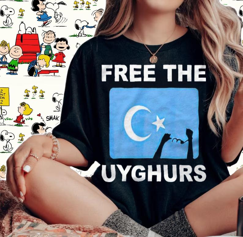Free the Uyghurs flag logo T-shirt woman shirt