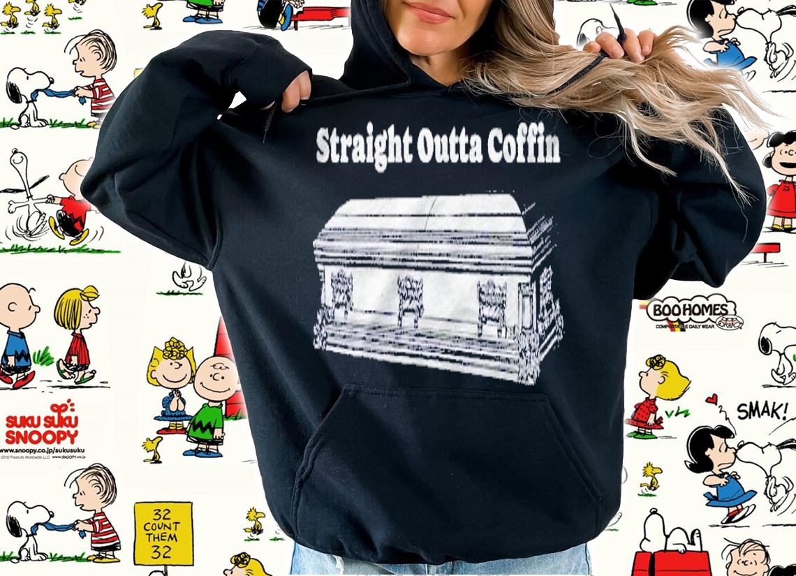 Straight Out Of Coffin! Funny Halloween Casket Vintage Retro Shirt hoodie