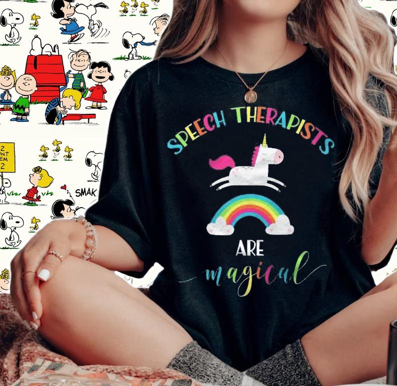 Speech Therapist Appreciation Gif Unicorn Slp Magic Shirt