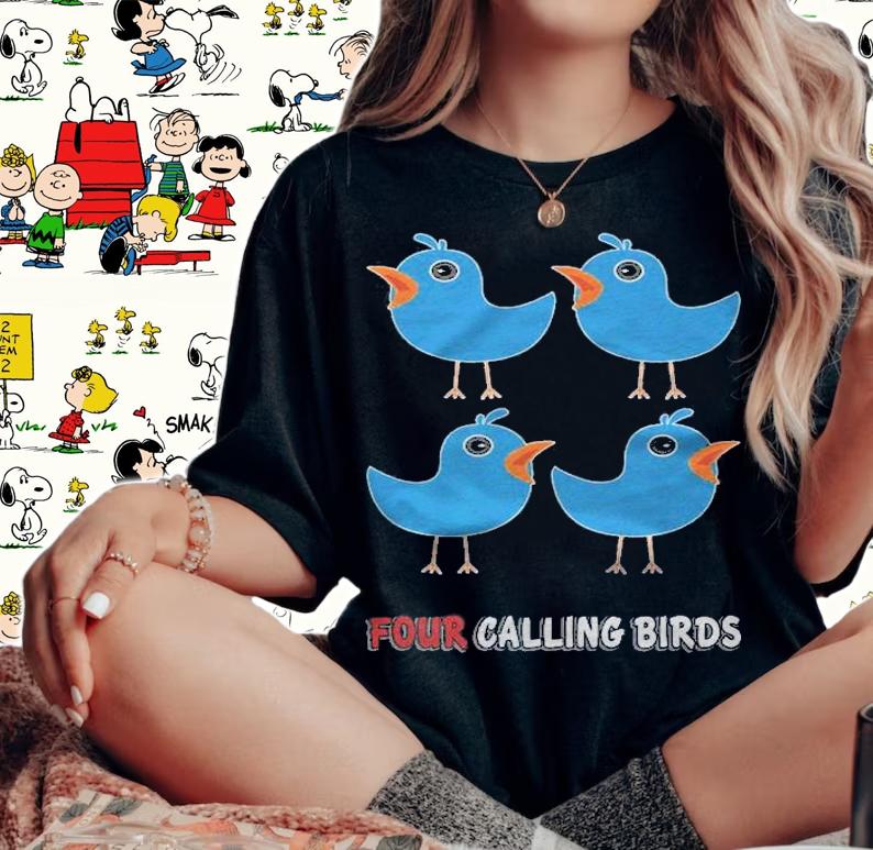 Four Calling Birds Song 12 Days Christmas Shirt woman shirt