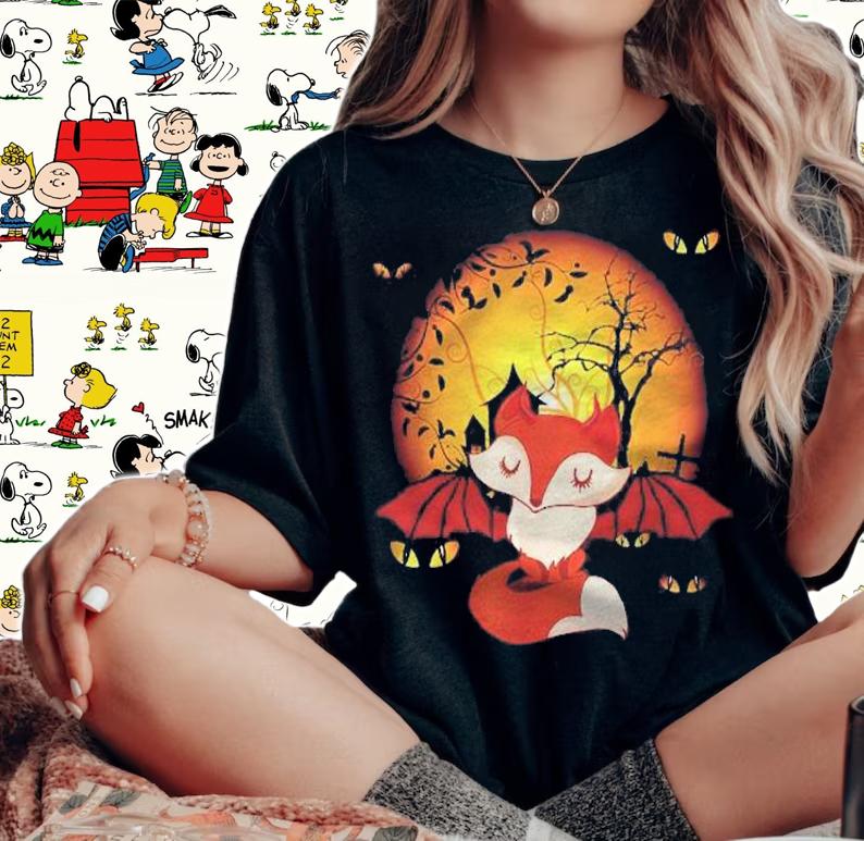 Halloween  Fox With Bat Wings Shirt woman shirt