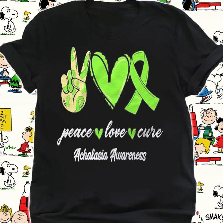Peace Love Hope Lime Green Ribbon Achalasia Awareness Shirt