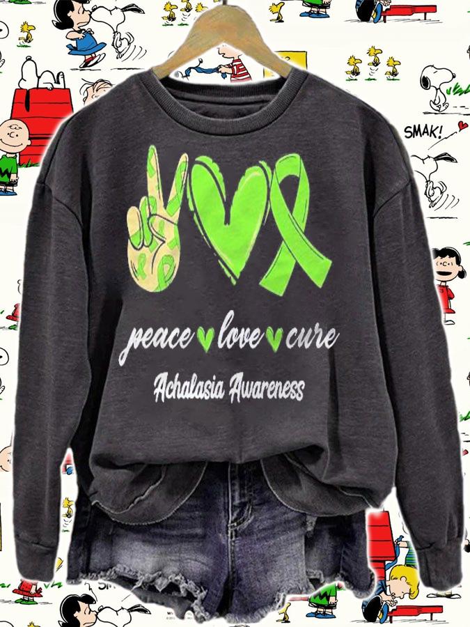 Peace Love Hope Lime Green Ribbon Achalasia Awareness Shirt