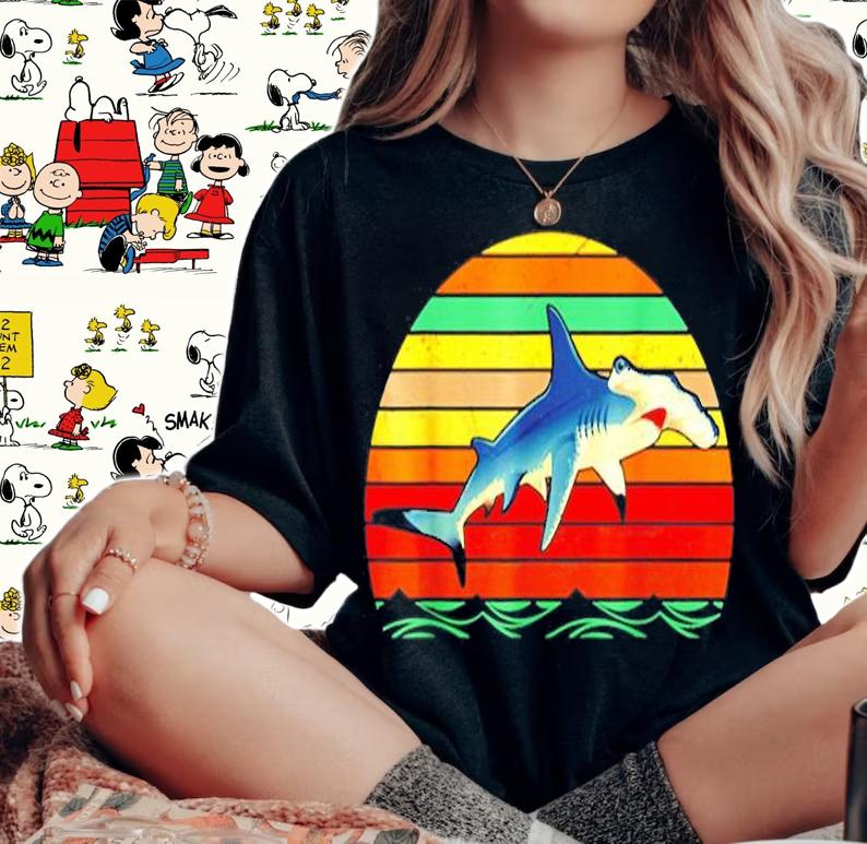 Vintage Retro Hammerhead Shark Funny Gift T-Shirt woman shirt