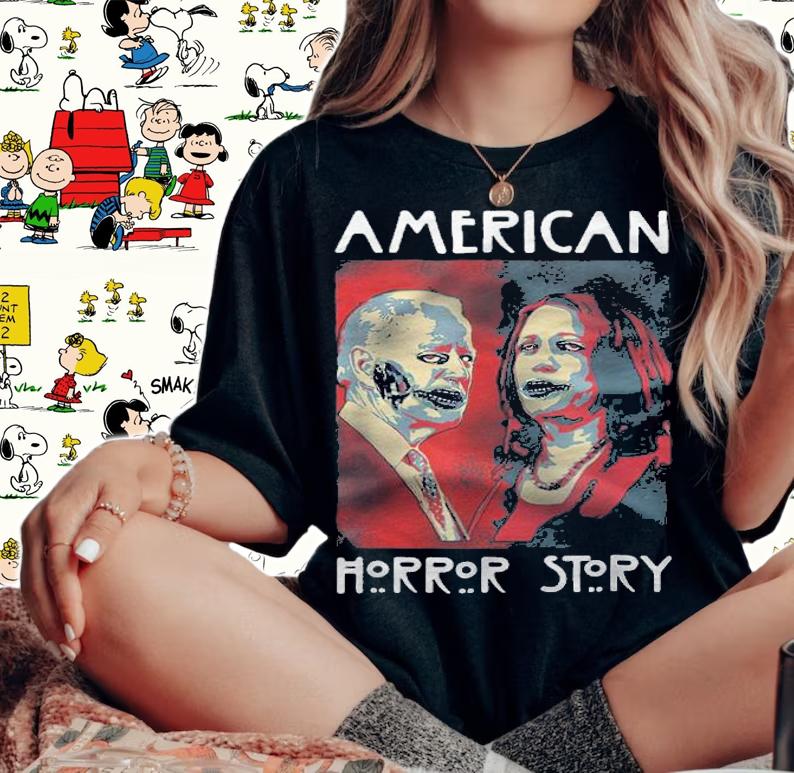 F Joe Biden biden Harris Horror American Zombie Story Halloween T-Shirt woman shirt