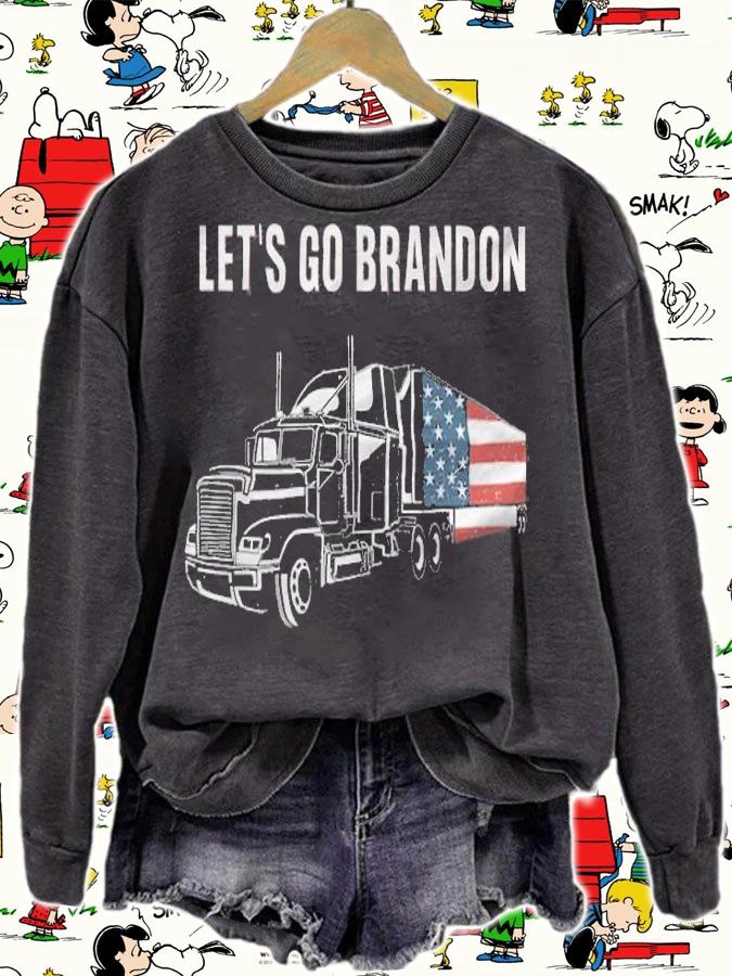 Let's Go Brandon Anti Biden Conservative Container Truck USA Flag T-Shirt sweatshirt