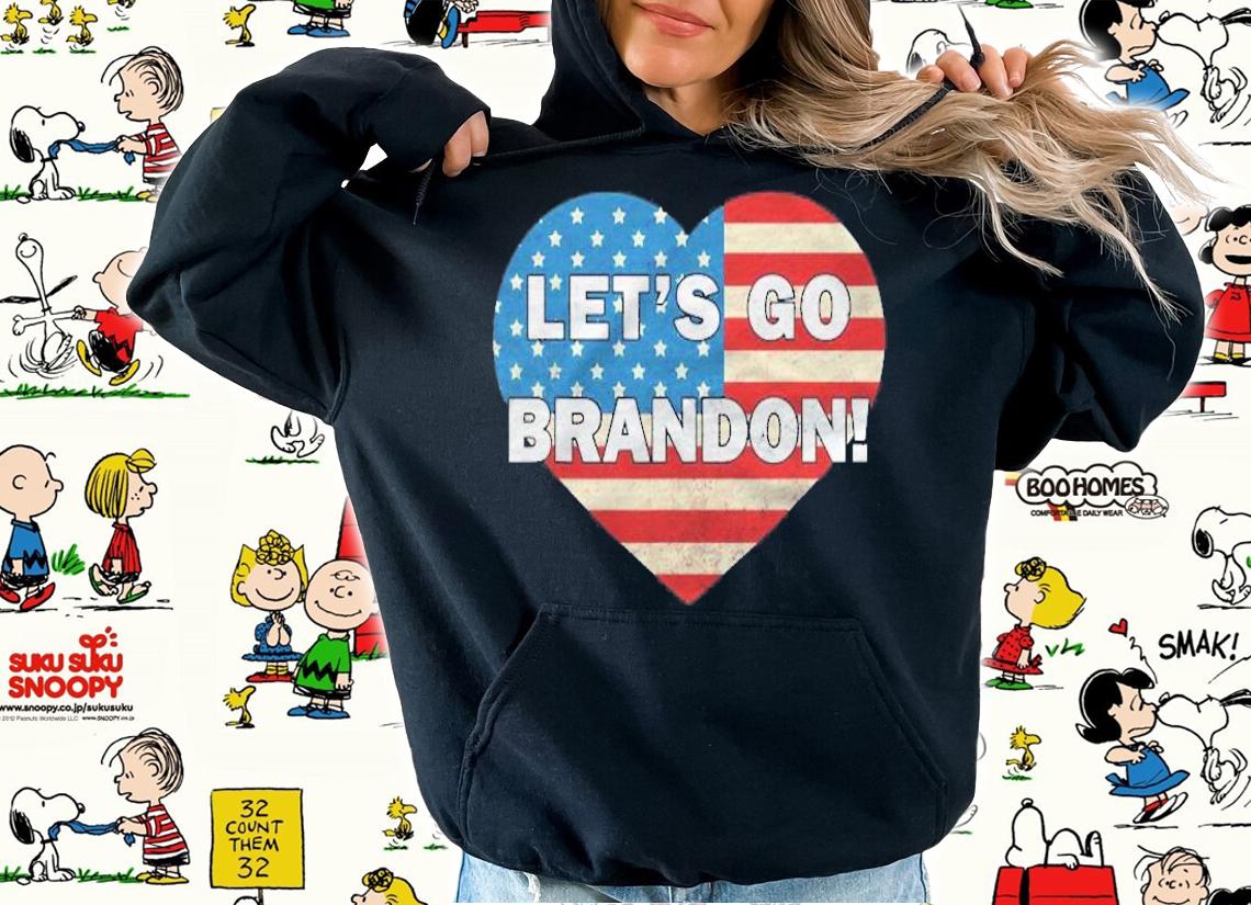 Lets Go Brandon American Flag Heart Shirt