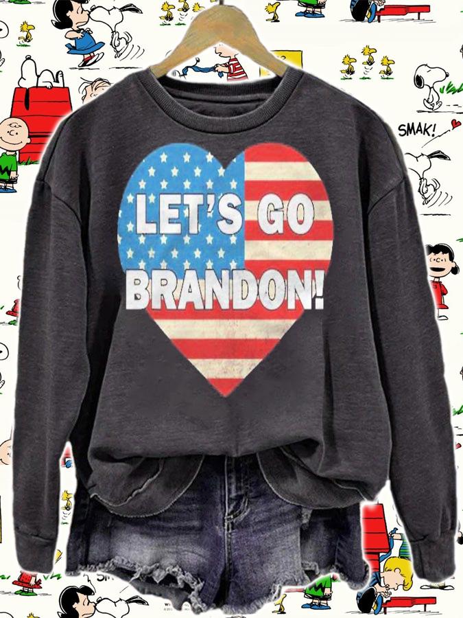 Lets Go Brandon American Flag Heart Shirt