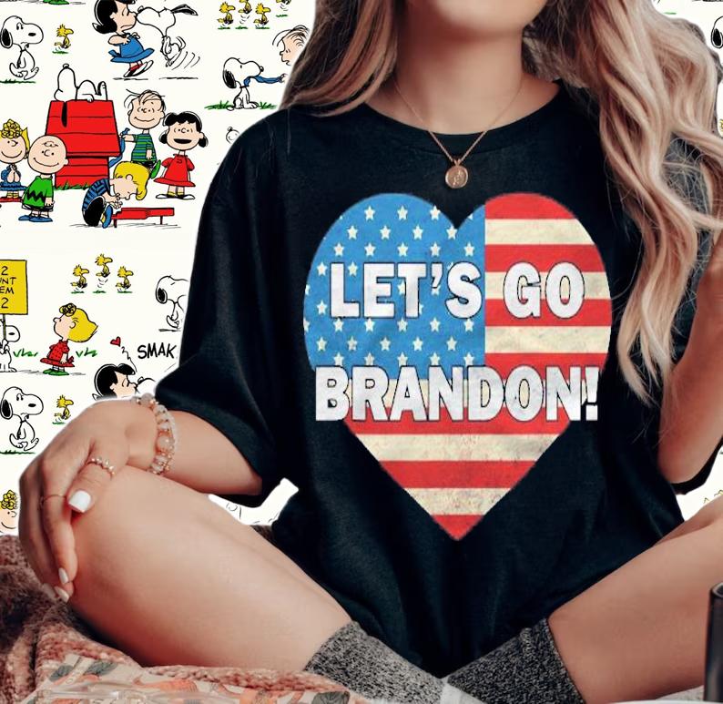 Lets Go Brandon American Flag Heart Shirt
