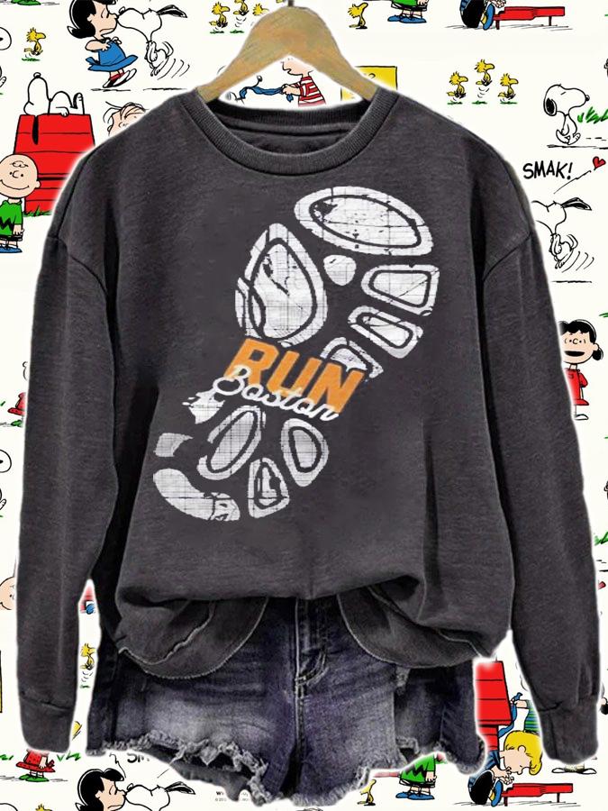 Run Boston Street Map Shoe Sole shirt