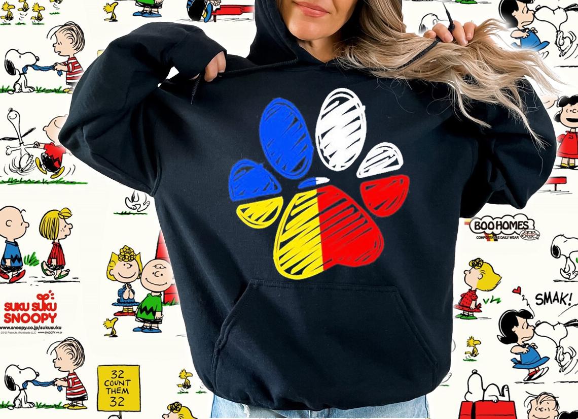 Ukraine Poland Flag Cat And Dog Paw Ukrainian Polish Support T-Shirt hoodie