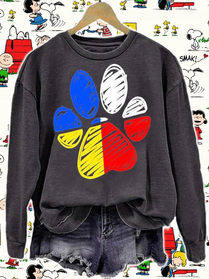 Ukraine Poland Flag Cat And Dog Paw Ukrainian Polish Support T-Shirt sweatshirt