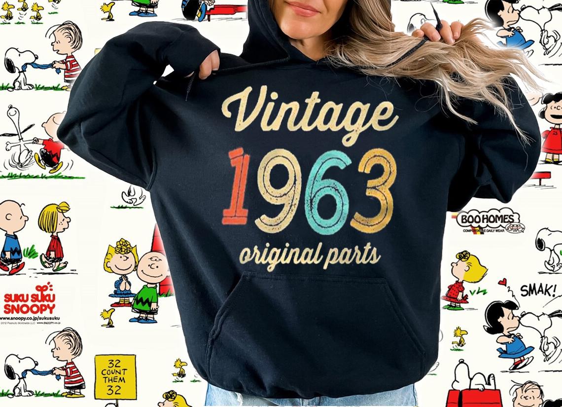 Womens Vintage 1963 Original Parts Birthday Italic Dark Shirt hoodie