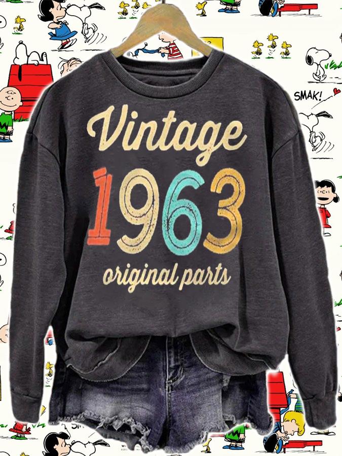 Womens Vintage 1963 Original Parts Birthday Italic Dark Shirt sweatshirt