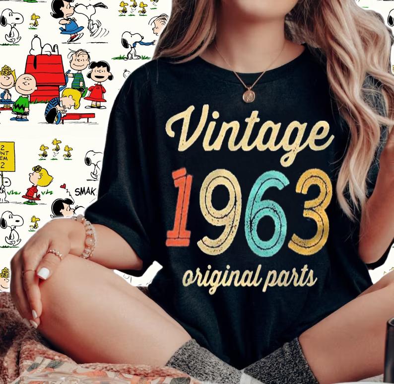 Womens Vintage 1963 Original Parts Birthday Italic Dark Shirt woman shirt