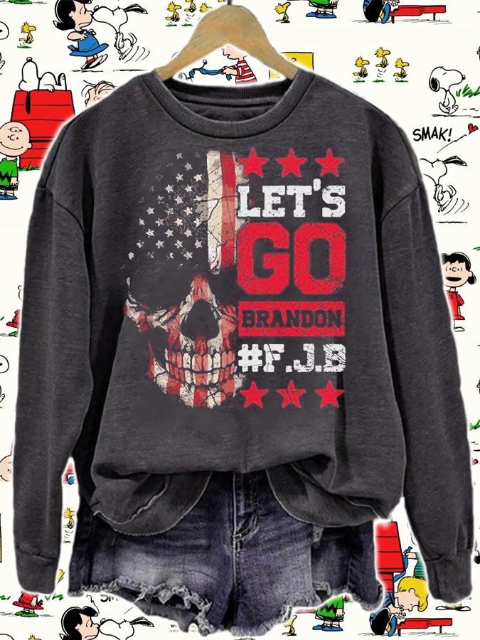Skull American Flag Lets Go Brandon FJB t-shirt sweatshirt