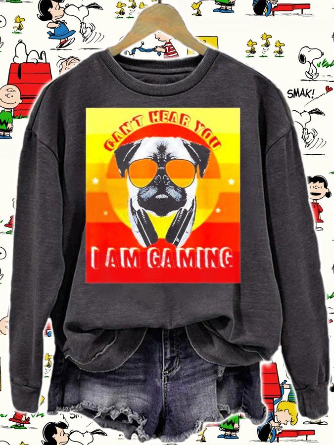 Cant Hear You Im Gaming Cool Pug Dog T-Shirt sweatshirt