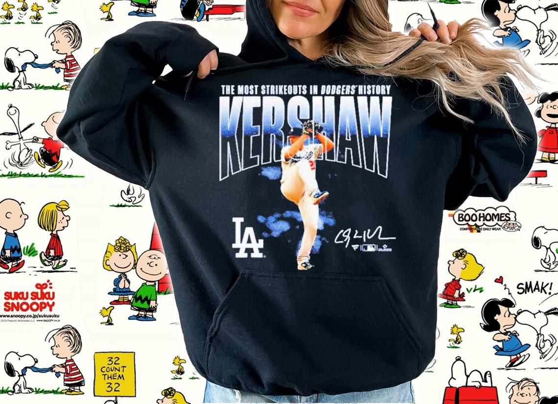 Clayton Kershaw The Most Strikeouts In Dodgers History Signatures Shirt