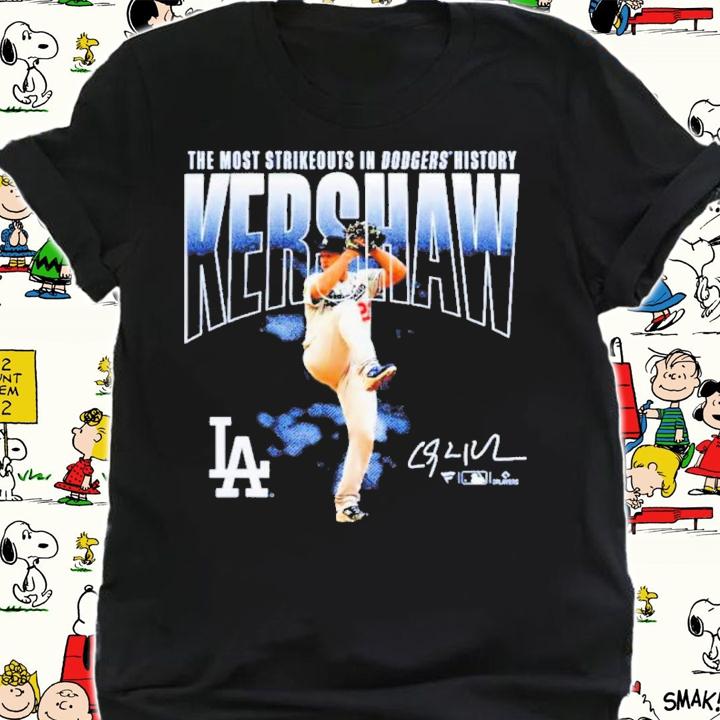 Clayton Kershaw The Most Strikeouts In Dodgers History Signatures Shirt