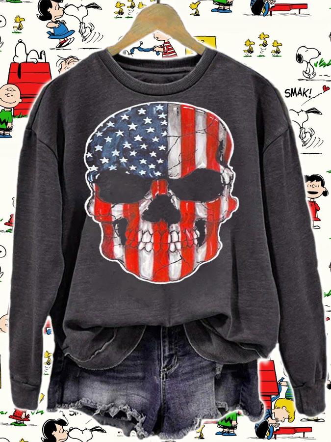 Patriotic Skull American Flag USA 4Th Of July T-Shirt