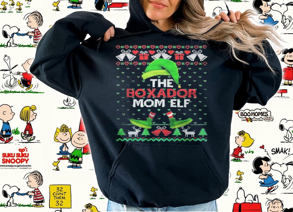 The boxador mom Elf Christmas T-shirt hoodie